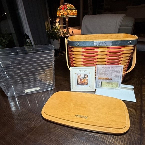 Longaberger 2001 Whistle Stop Basket Collector Club Basket Lid Combo Prot TieOn - Picture 1 of 16